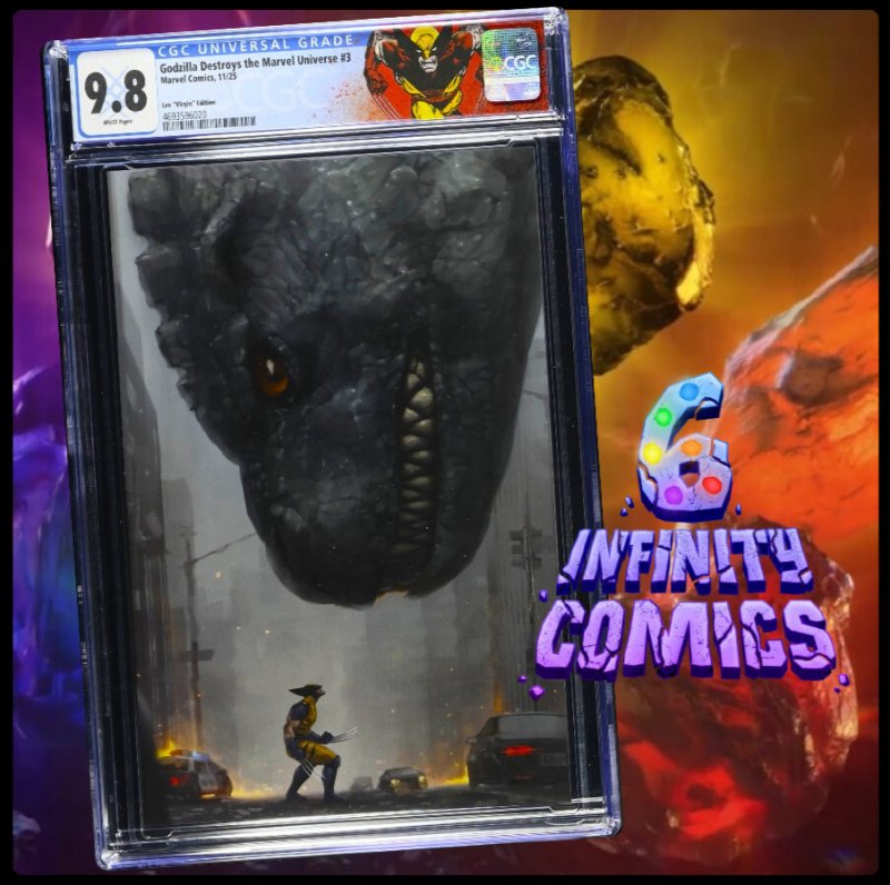 GODZILLA DESTROYS THE MARVEL UNIVERSE #3 CGC 9.8 ? 1:100 JEEHYUNG LEE VIRGIN
