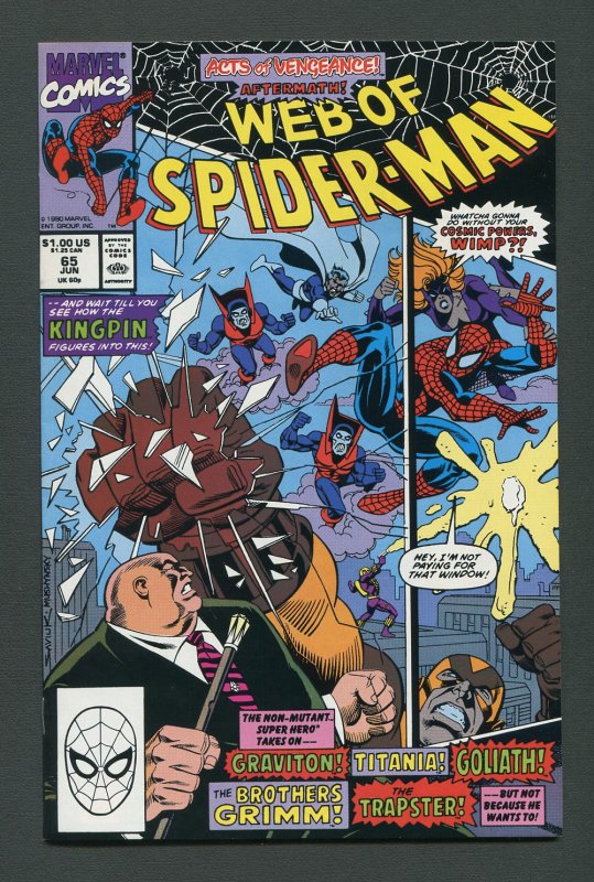 Web of Spiderman #65 / 9.2 - 9.4 NM  June 1990