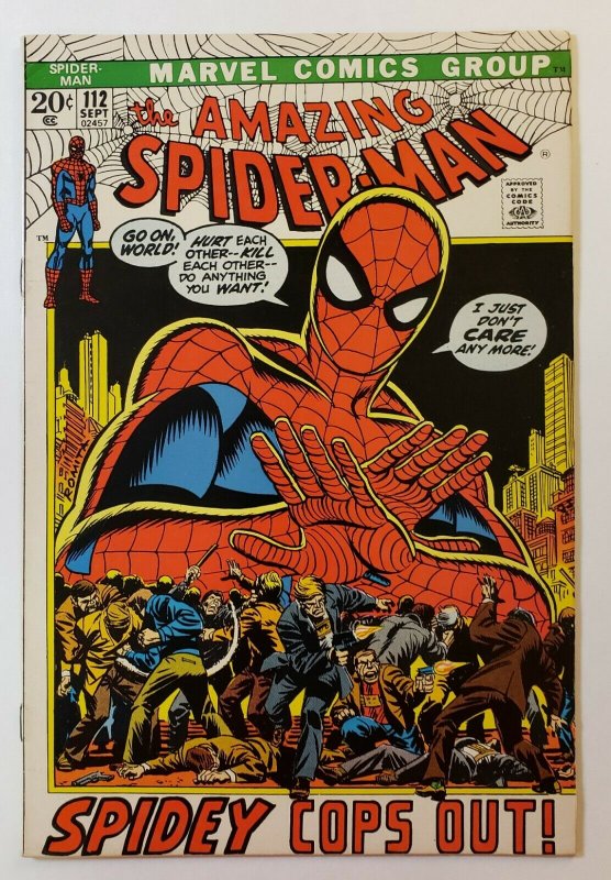 Amazing Spider-Man #112 VF Marvel Bronze Age 1972: Spidey Cops Out!