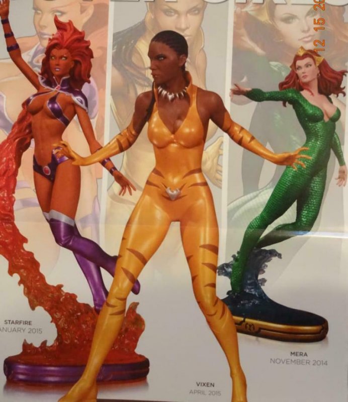 COVER GIRLS STATUES  Promo Poster, 11 x 17, 2015, DC, Vixen Mera Starfire Unused