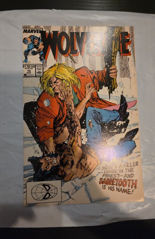 Wolverine #10 (1989)1st sabertooth battle 1zt silver fox