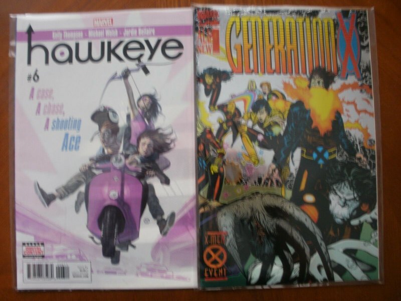 2 Marvel Comic: HAWKEYE #6 (Avengers) & GENERATION X #1 (X-Men Event FOIL Cover)