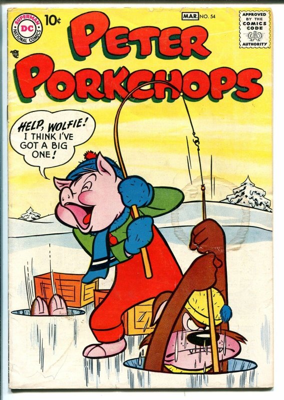 PETER PORKCHOPS #54 1958-DC COMICS-ICE FISHING COVER-SHELDON MAYER ART-good/vg