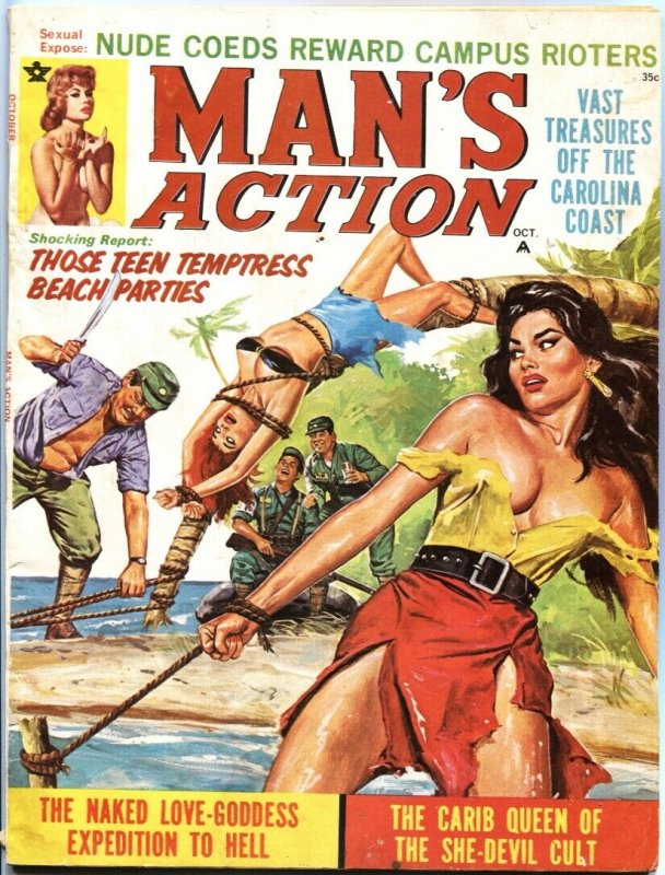 MAN’S ACTION-OCT 1969-COMMIE BONDAGE-TERROR-CHEESECAKE-PULP THRILLS