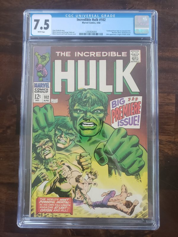 Incredible Hulk 102 CGC 7.5 White pages Origin of the Hulk retold