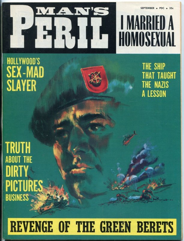 Man's Peril Magazine September 1966-CHEESECAKE-WAR-GREEN BERET VF