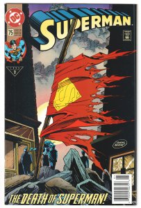 Superman #75 (1993) Death of Superman, Newsstand first printing