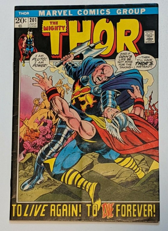 Thor #201 (Jul 1972, Marvel) FN- 5.5 Pluto & Hela app Origin of Ego-Prime