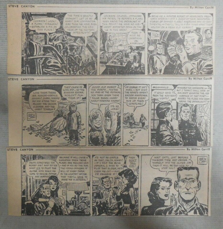 (309) Steve Canyon Dailies by Milton Caniff  from 1955 Size: 3 x 8 inches 