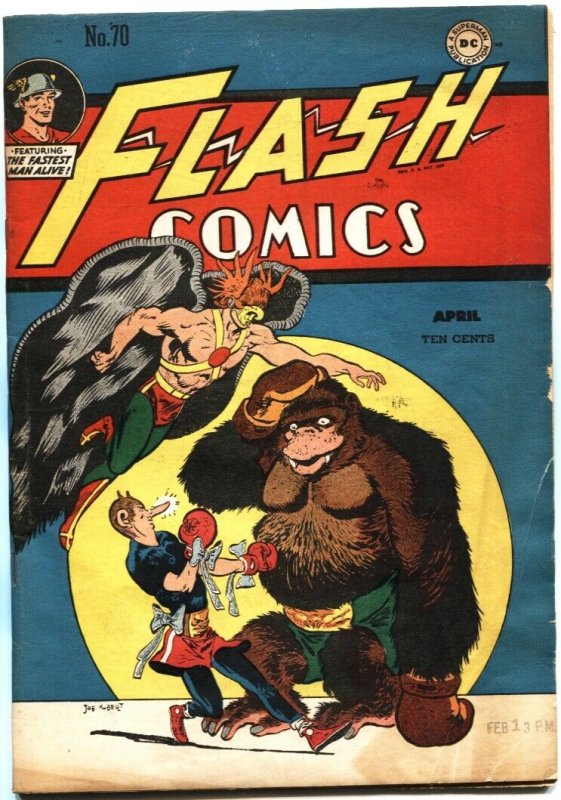 FLASH COMICS #70-1946-HAWKMAN BY JOE KUBERT-GHOST PATROL-JOHNNY THUNDER-DC