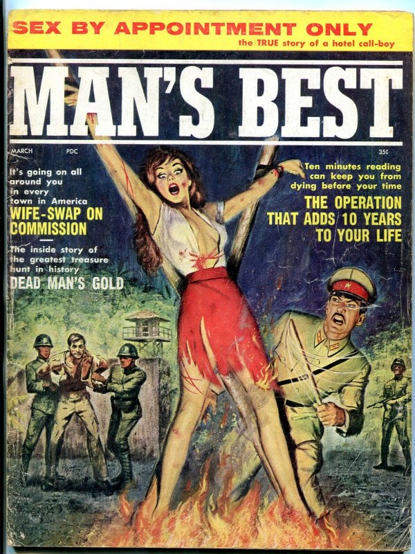 Man's Best Magazine March 1962-SPICY TORTURE COVER-SHANNON COLBY VG