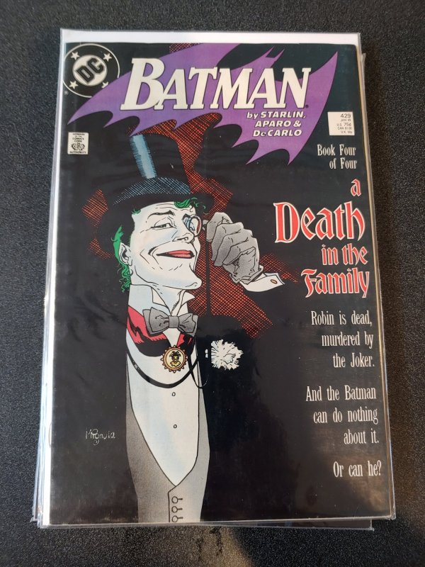 BATMAN #429 (1988) DC COMICS MIGNOLA COVER A DEATH IN THE FAMILY Book 4 JOKER!