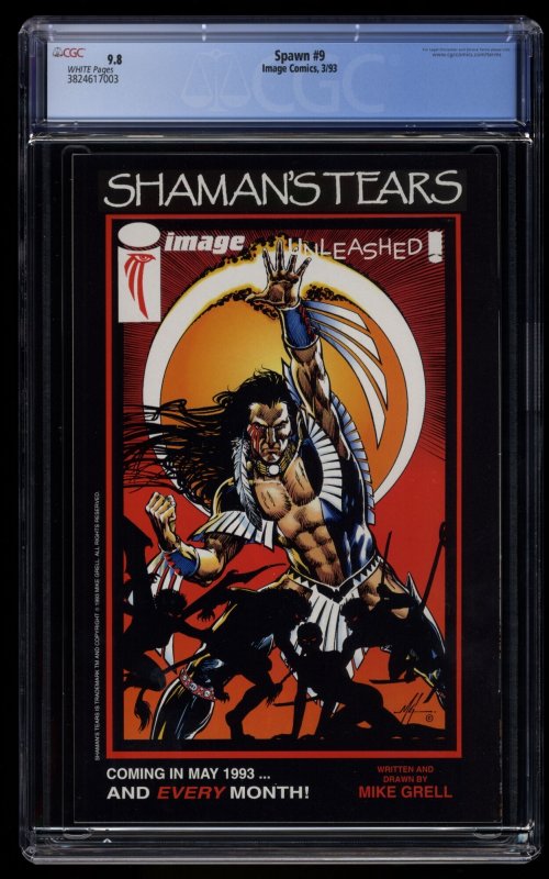 Spawn #9 CGC NM/M 9.8 White Pages 1st Angela!