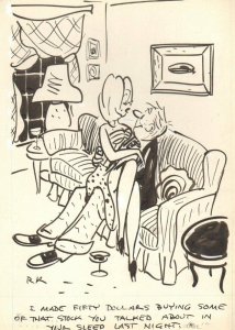 Babe w/ Stock Broker Gag - Humorama 1958 art by Reamer Keller