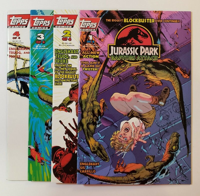 Jurassic Park: Raptors Attack #1-4 Complete Set 1994 Topps Comics VF/NM 