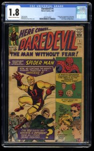 Daredevil (1964) #1 CGC GD- 1.8 Cream To Off White Origin and 1st Appearance!