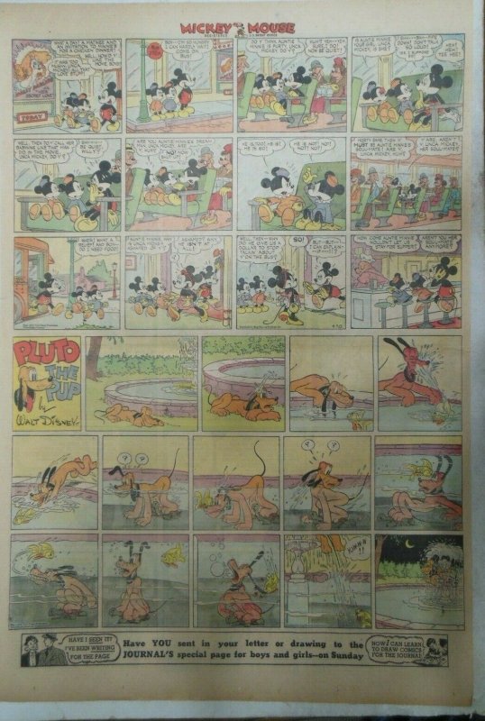 Mickey Mouse & Pluto Sunday Page by Walt Disney from 4/30/1939 Full Page Size