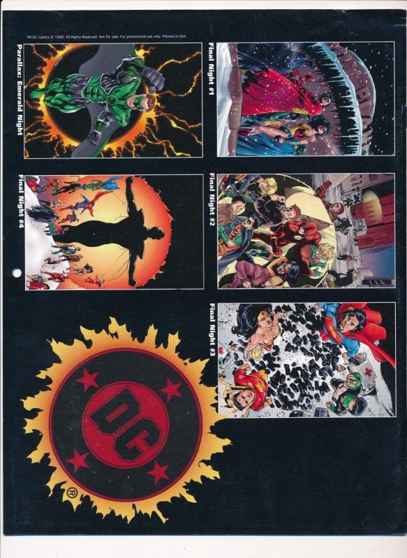 DC Comics THE FINAL NIGHT retailer calendar copy rare ~ Fine  (HX949) 