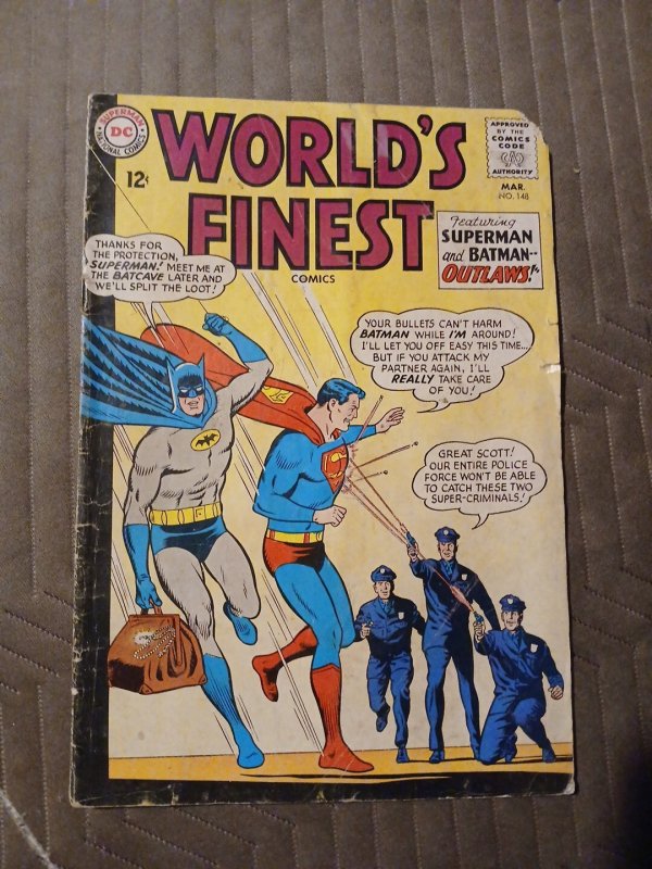 World's Finest Comics #148 Mar 1965, DC Superman Batman Outlaws Silver Age Crime