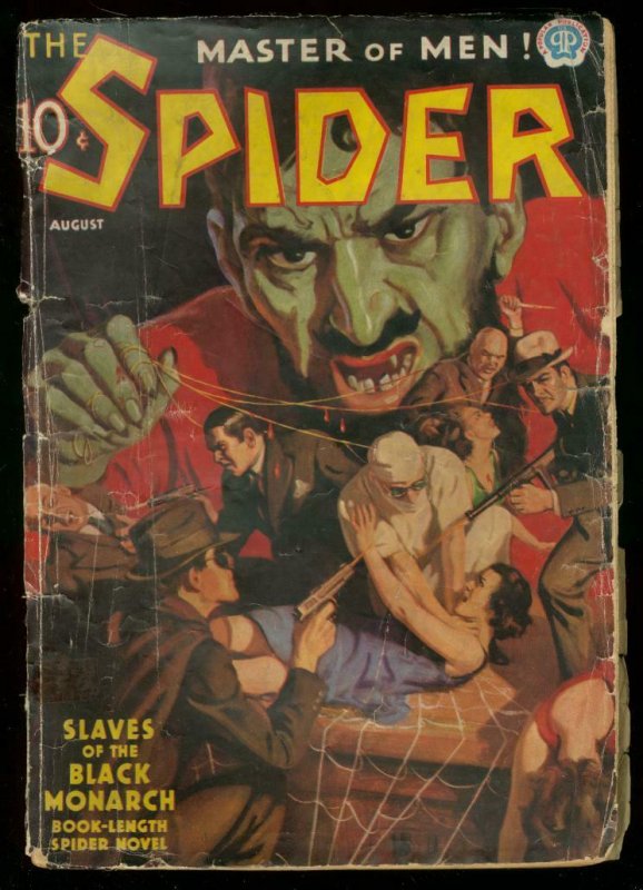 THE SPIDER AUG 1937 BLACK MONARCH WEIRD MENACE CVR PULP G-