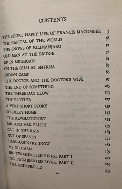 Ernest Hemingway’s short stories(49!) 1986 like new