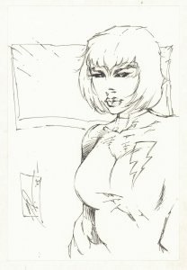 Lightning Babe Drawing - 2003 Signed art by Shelby Robertson