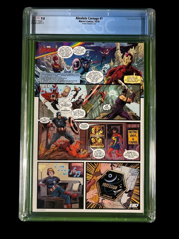 Absolute Carnage #1 CGC 9.8 Marvel Comics 2019 Codex Variant Cover