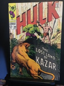 The Incredible Hulk #109 (1968) Ka-Zar and Zabu cover! Mid-high-grade! FN/VF Wow