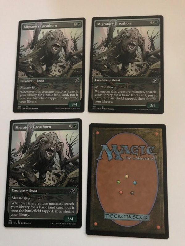 4 MIGRATORY GREATHORN (showcase) : Magic the Gathering MTG cards; IKORIA, NM