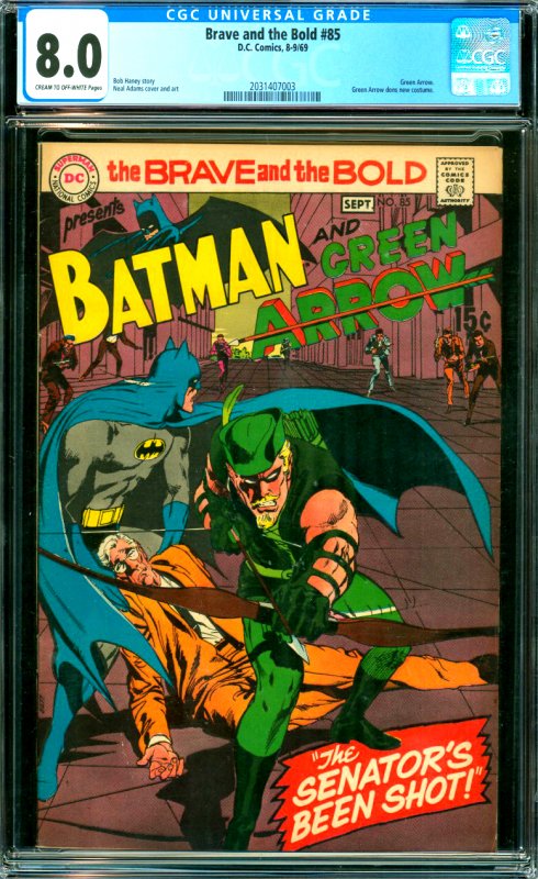 The Brave and The Bold #85 CGC Graded 8.0 Green Arrow. Green Arrow dons new c...