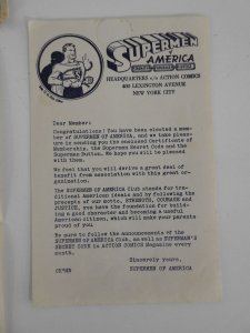 Supermen of America Club Membership Letter Circa 1940's Classic American...