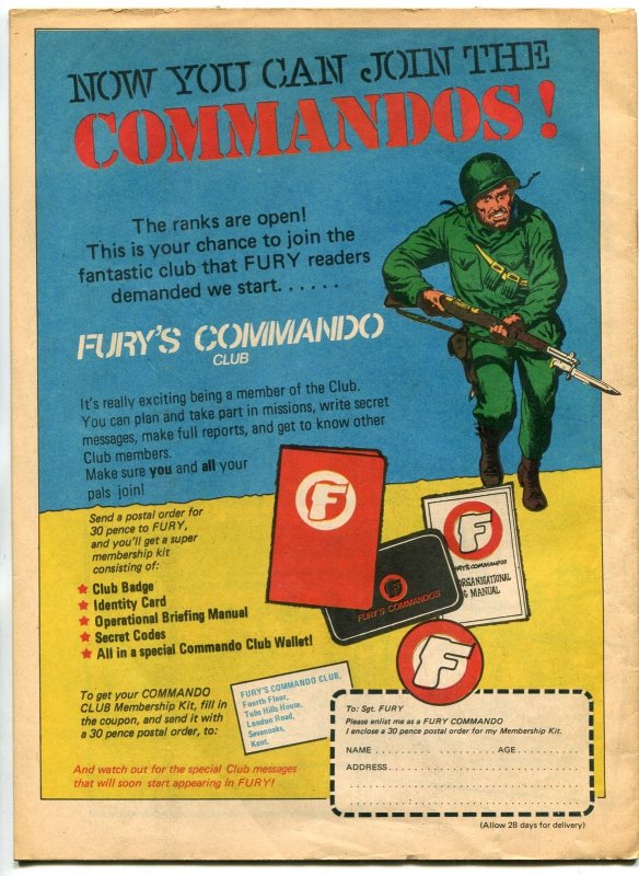 Fury #19 1977- Sgt Fury by Kirby- Capt Savage- British Comic VG/FN