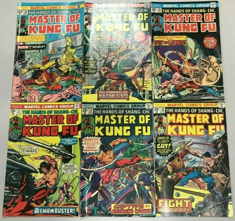 MASTER OF KUNG FU#28-39 FN/VF LOT (6 BOOKS) 1975 MARVEL BRONZE AGE COMICS
