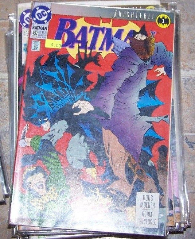 Batman #492  1993, DC knightfall pt 1 mad hatter  bane JOKER RIDLER 