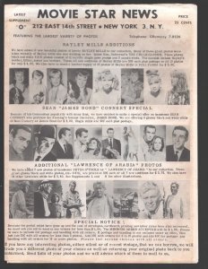 Movie Star News Mail Order Sales Catalog Supplement #O 1960's-Irving Klaw-8 x...