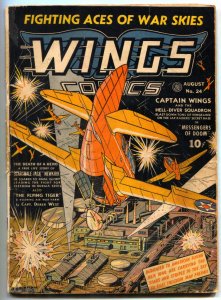 Wings Comics #24 1942- Suicide Smith- Skull Squad- restored G+