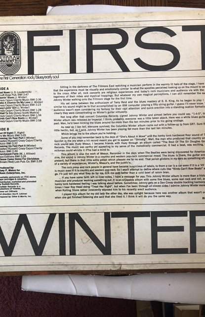 First winter 1969 album Edgar Winter great cond./C all my great Vinyl