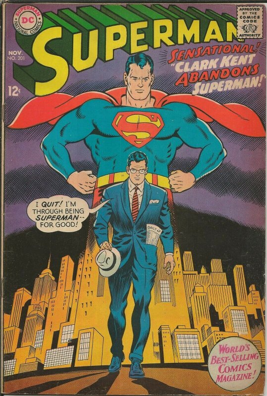 Superman #201 ORIGINAL Vintage 1967 DC Comics  