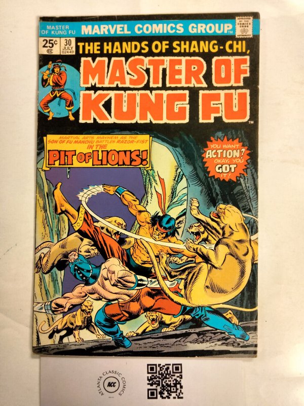 Hands of Kung Fu #30 FN Marvel Comic Book ShangChi Moon Knight DareDevil 21 RC40