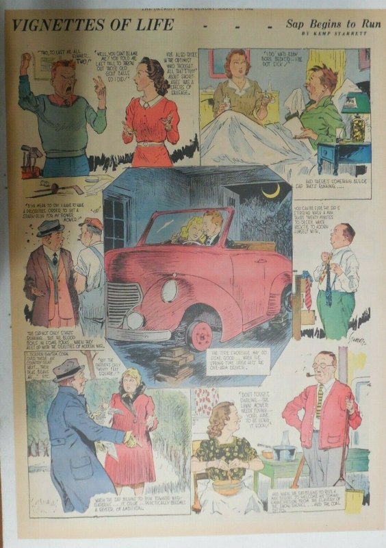 Vignettes Of Life by Kemp Starrett Sap Runs ! 3/22/1942 Size: 15 x 22 inch