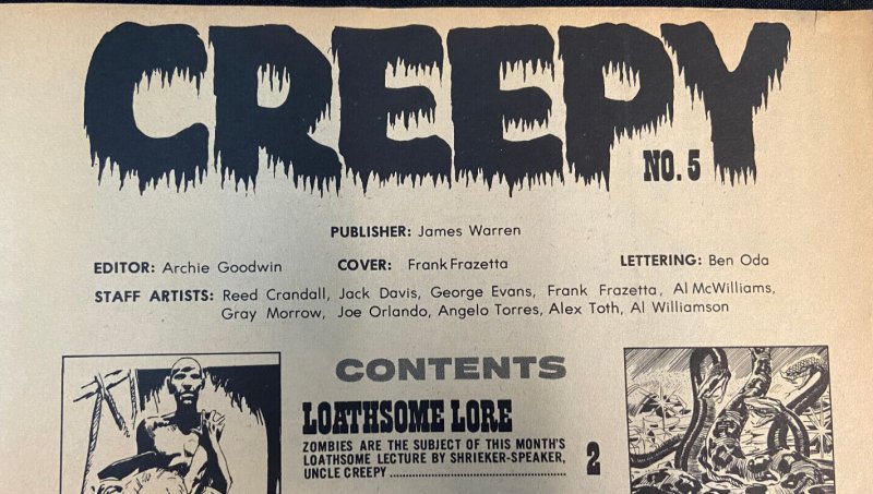WARREN PUBLISHING CREEPY #5 OCTOBER 1965 VG/FN FRAZETTA COVER