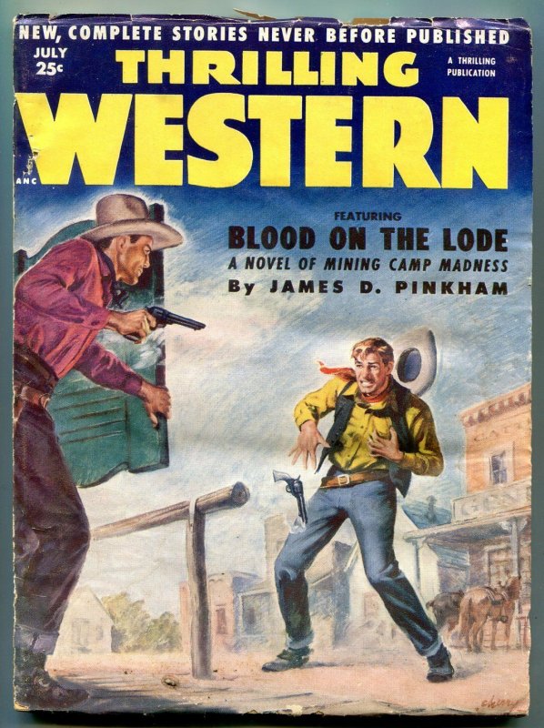 Thrilling Western Pulp July 1952- Blood on the Lode VG