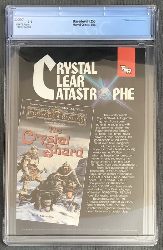 Daredevil #255 (1988, Marvel) White Pages. CGC Graded 9.2