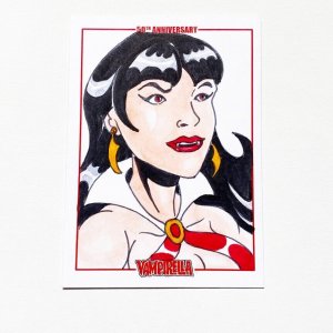 Vampirella 50Th Anniversary Sketch Card By Wilson Ramos Jr Dynamite (G)