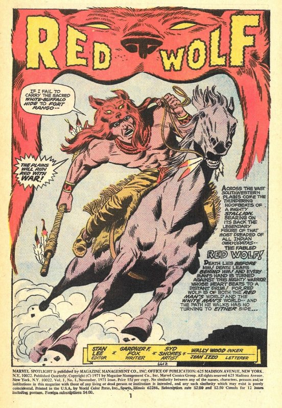 MARVEL SPOTLIGHT #1 + RED WOLF #1 & 2 (1971-72) 8.0 VF • Adams & Kane covers!