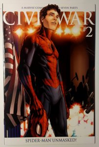 Civil War #2 (9.2, 2006) Second Print Cover, Spider-Man Reveals Identity
