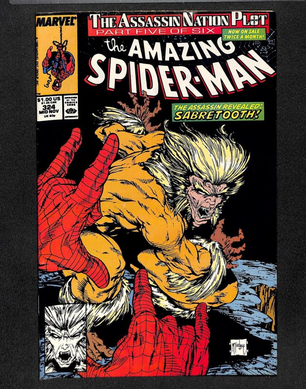 Amazing Spider-Man #324 VF+ 8.5 Sabretooth McFarlane Cover!