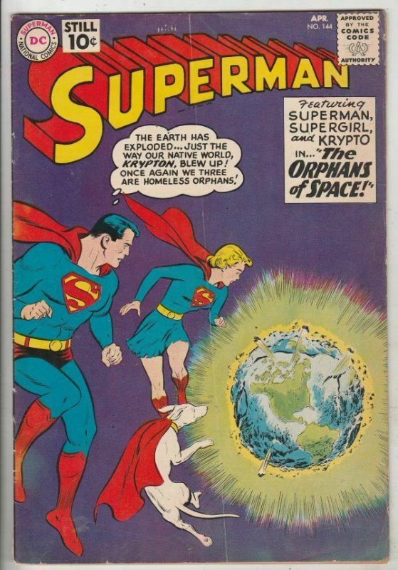 Superman #144 (Apr-61) VG/FN+ Mid-Grade Superman, Jimmy Olsen,Lois Lane, Lana...