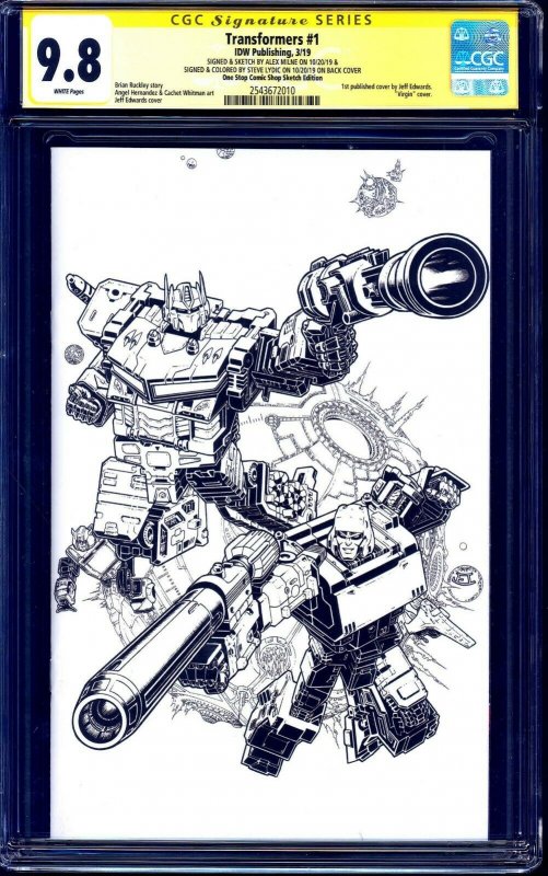 Transformers #1 ONE STOP BLANK CGC SS 9.8 SOUNDWAVE SKETCH by Alex Milne LYDIC