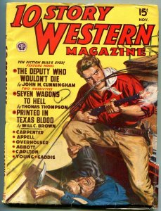 10 Story Western Pulp November 1949- Saunders cover- Texas Blood VG+